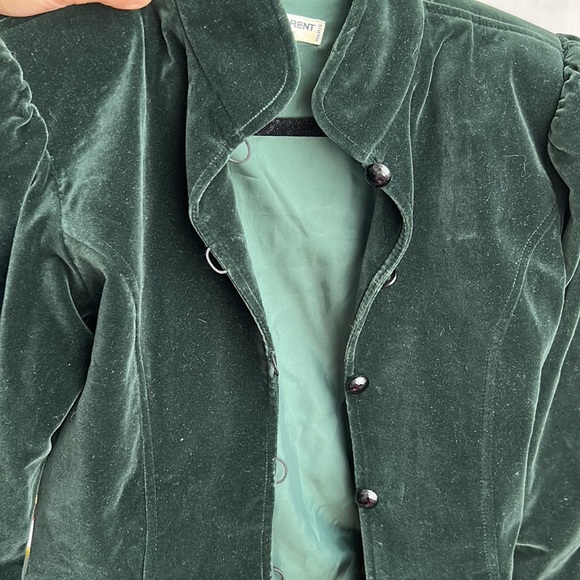 Vintage 70’s YSL Rive Gauche velours high neck blazer size 38 ( 4/6) emerald - Picture 10 of 12